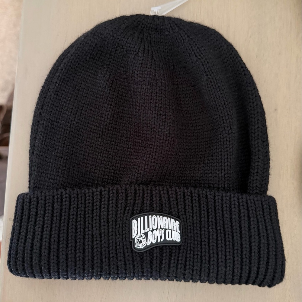 Billionaire Boys Club Black Knit Cuff Beanie with Logo Patch